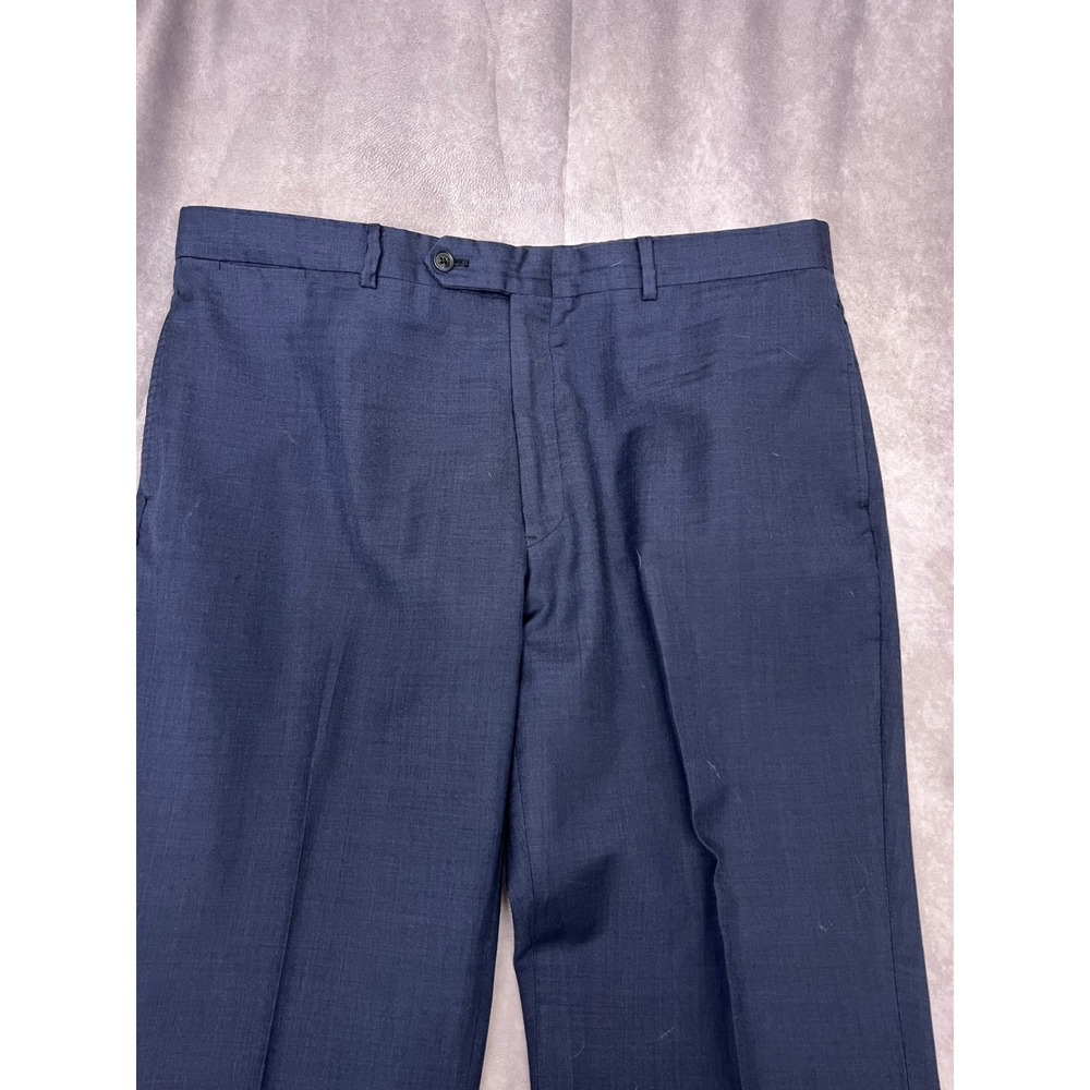 Tommy Hilfiger Dress Pants Mens 38x30 Navy Blue Excellent 100% Worsted Wool Flat